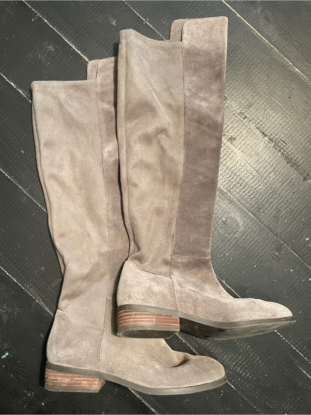 Sole Society Over-the-Knee Suede Boots in Gray